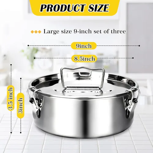 Vista 3 de Maxcheck Paquete de 3 moldes de flan con tapa, sartén de acero inoxidable de 1.5 cuartos de galón, compatible con olla de 6 cuartos de galón