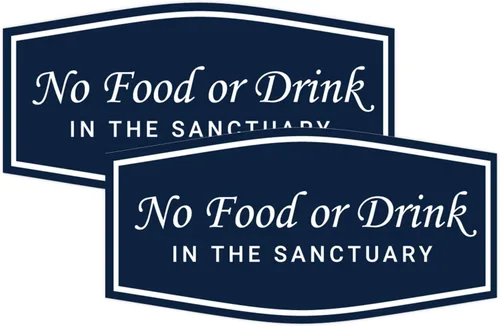 Vista 19 de Fancy No Food Or Drink In The Sanctuary Letrero (Negro) - Pequeño (paquete de 1)