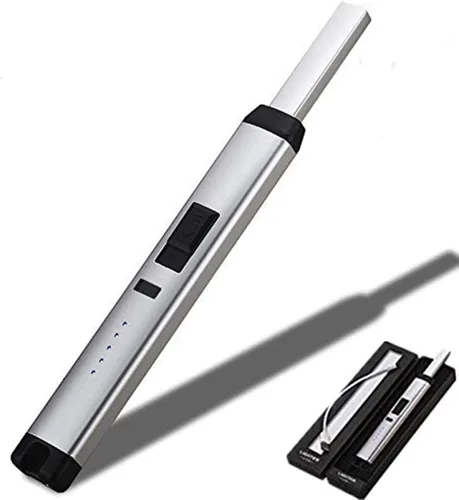 Vista 9 de Encendedor de arco de plasma recargable USB con bloqueo de seguridad, indicador de encendido, resistente al viento, negro Negro (balck)