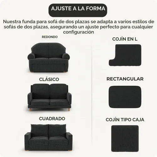 Vista 6 de PAULATO BY GA.I.CO. Funda elástica para sillón – Funda de sofá – Funda de sofá biplaza – Protector lavable de ajuste de forma de 1 pieza para Beige