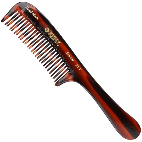 Vista 10 de Kent Peine desenredante grande de grafito negro 21T, dientes anchos para cabello grueso y rizado ondulado. Peine desenredante de cabello largo