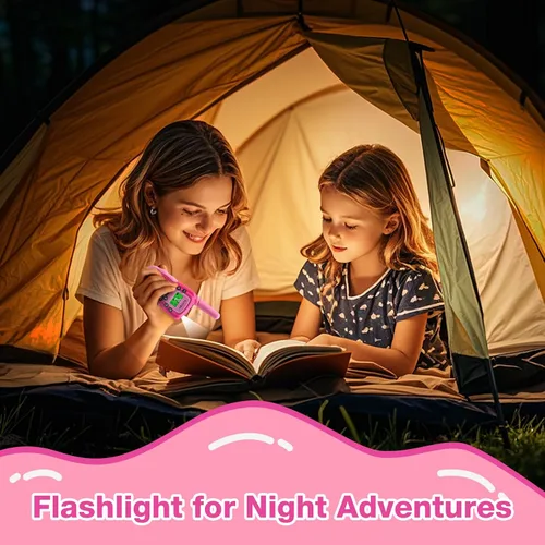 Vista 6 de Walkie Talkies para niños BATURU, paquete de 2 unidades en color rosa, regalo para niñas de 4 a 8 años, de largo alcance, juguetes fáciles de usar