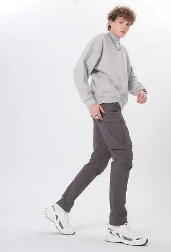 Vista 9 de Plaid&Plain Pantalones cargo ajustados con rodillas articuladas para hombre