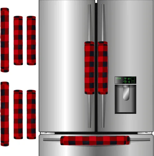 Vista 2 de Boao 6 piezas de cubiertas para manijas de puerta de refrigerador de Navidad, cubiertas gruesas de cuadros para gabinetes, cubiertas protectoras