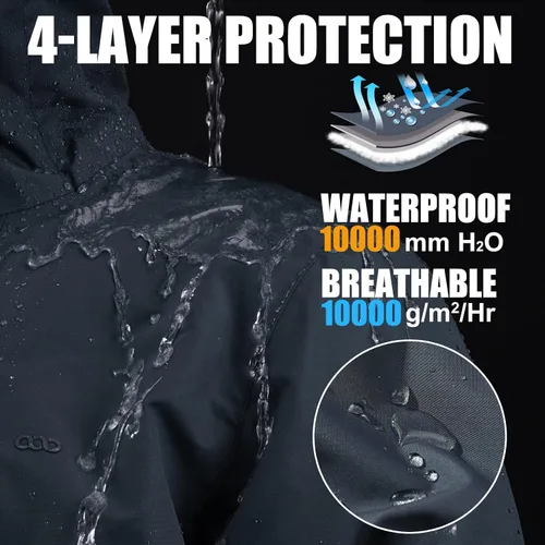 Vista 4 de 33,000ft Chaqueta de invierno impermeable aislada con capucha, abrigos largos Anorak acolchado cálido parka para esquí deportes de nieve