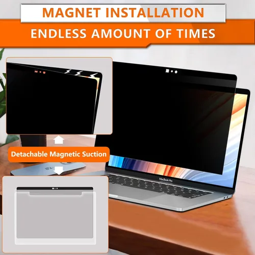 Vista 6 de ZOEGAA Pantalla de privacidad para MacBook Pro de 13 pulgadas (2012-2015), protector de pantalla de privacidad magnético extraíble anti luz azul