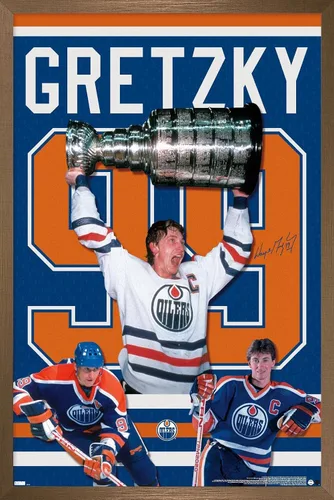 Vista 16 de Trends International Wayne Gretzky - Póster de pared de jersey, 22.4 pulgadas de largo x 14.7 pulgadas, versión enmarcada en madera de granero