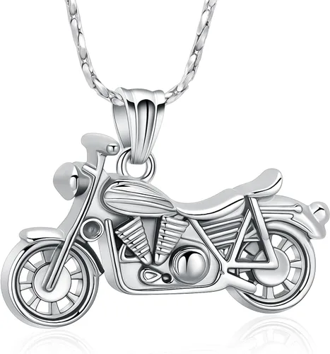 Vista 6 de Imrsanl Joyería de cremación para cenizas, motocicleta, automóvil pequeño, collar de urna de tractor para cenizas para hombres, recuerdo