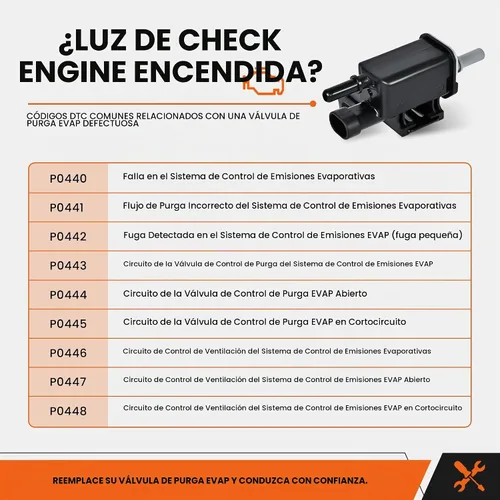Vista 7 de Solenoide de válvula de purga del recipiente de vapor EVAP Válvula solenoide de purga del recipiente de emisiones de evaporador Compatible con Buick