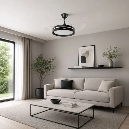 Vista 9 de Ventilador de Techo con Luz LED, 4 Aspas Retráctiles y Mando a Distancia InnovaGoods