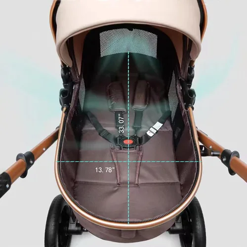 Vista 4 de Cochecito de bebé convertible con modos de sentarse reclinables para dormir, cochecito plegable para bebés, cochecito de viaje reversible