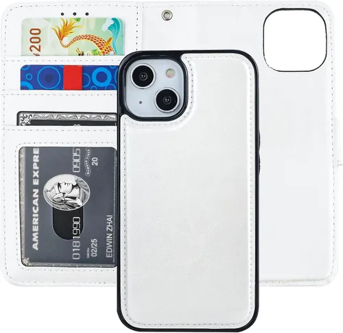 Vista 22 de Bocasal Funda tipo cartera desmontable para iPhone 15 con bloqueo RFID, ranuras para tarjetas, soporte de cuero PU premium, soporte magnético tipo