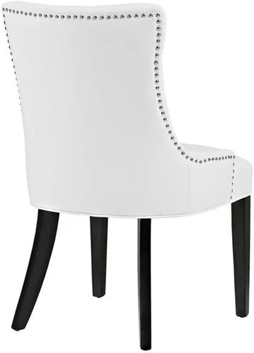 Vista 4 de Hawthorne Collections Regent - Silla de comedor moderna tapizada de piel sintética con ribete de clavos, color blanco
