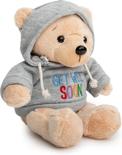 Vista 4 de Oso de peluche Ganz Get Well Gray Hoodie, Encouragement Card, 9 Inch Comfort Plush, Feel Better Gift for Kids, Teens, Women & Men, Hospital Stay