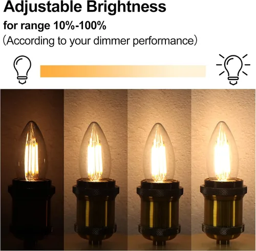 Vista 5 de BORT Bombillas LED B11, regulables de 4 W equivalentes a bombillas LED de 40 W, 2700 K blanco cálido, bombillas LED estándar E26 de base media