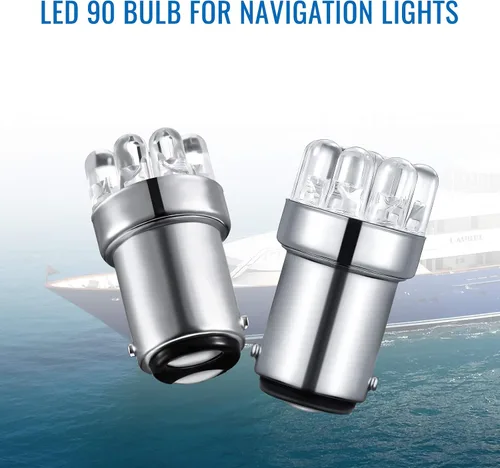 Vista 5 de Honoson 4 bombillas LED 90 1004 de repuesto LED marino BA15D bombilla LED para luces de navegación de barcos, luces de anclaje de barco, luces