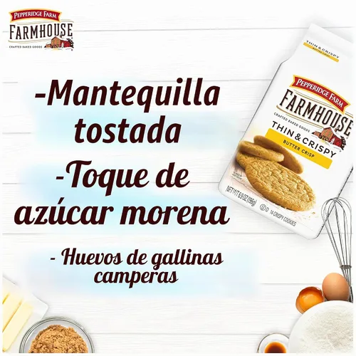 Vista 4 de Pepperidge Farm Galletas Farmhouse Thin & Crispy Butter Crisp, bolsa de 6.9 oz
