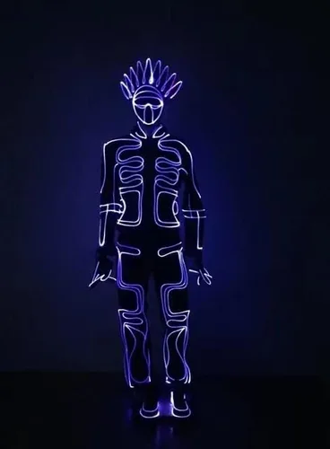 Vista 6 de Gracecolorlife Tron - Disfraz de legado, disfraz de fibra óptica para cosplay, ropa iluminada