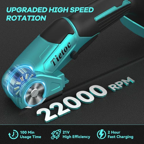 Vista 4 de TIETOC Tijeras eléctricas inalámbricas con batería de larga duración de 21 V, cortador de cartón de alta velocidad de 24000 RPM para tela, plástico