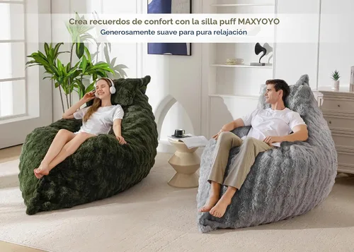 Vista 3 de MAXYOYO Puf gigante con almohada, silla convertible 3 en 1 Gris ceniza