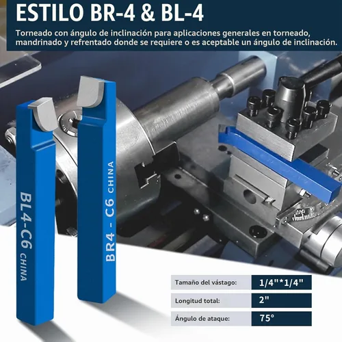 Vista 4 de 10 piezas de herramientas de corte de torno de metal de 1/4", juego de herramientas de corte de punta de carburo C-6, kit de herramientas de corte