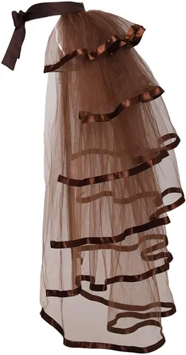 Vista 9 de Falda Victoriana Steampunk Bustle de 6 Capas con Cinturón Anudable de Tul Tutú Sobrefalda A-Negro