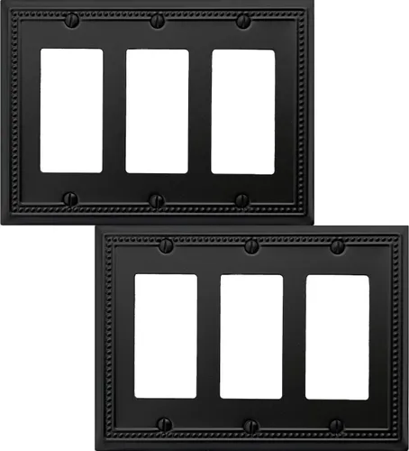 Vista 10 de OKAWYC Belaire - Cubierta para interruptor de luz de decoración individual, placa de pared de metal con cuentas, paquete de 4 unidades de bronce