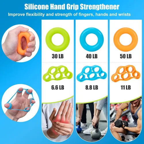 Vista 6 de 9 PCS Flexible Therapy Bar,Grip Strength Trainer,Hand Gripper Strengthener Physical Therapy Bar for Tennis Elbow, Wrist, Forearm & Hand Exercise