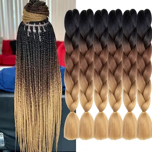 Vista 18 de Beige (613#) 6 paquetes de cabello trenzado de 24 pulgadas, de fibra sintética, sin picazón, extensiones de cabello para trenzar jumbo, textura