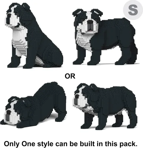 Vista 2 de JEKCA Bulldog inglés 4 en 1 paquete 01S-M04 Bloques de construcción de plástico para perros Edad 14 +