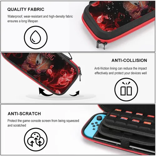 Vista 3 de Funda de transporte Hollow Game Knight Switch, funda OLED para interruptor gráfico compatible con consola y accesorios, funda protectora a prueba