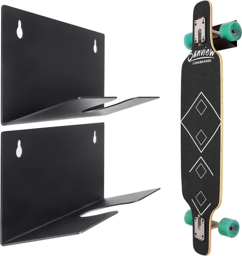Vista 7 de Soporte de pared para monopatín, soporte de pared para exhibición de almacenamiento, monopatín y longboard, diseño resistente