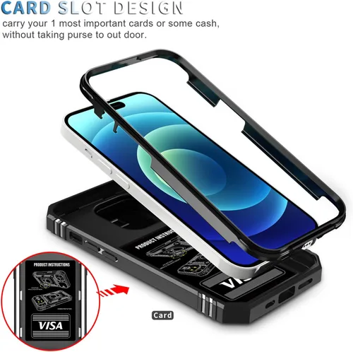 Vista 3 de Fetrim Funda para iPhone 14 Pro Max, Funda de teléfono con soporte de anillo de rotación para Apple iPhone 14 Pro Max - Negro