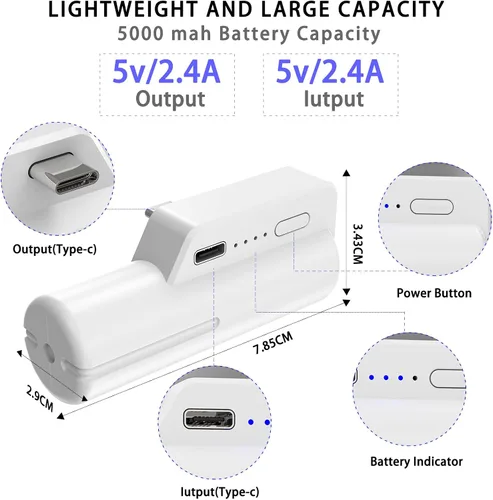 Vista 4 de Camgeet 5000mAh Rechargeable Battery Pack for MetaOculus Quest 2 Accessories Battery Pack Lightweight VRQuest 1USB-C Phone Extends Battery Extends