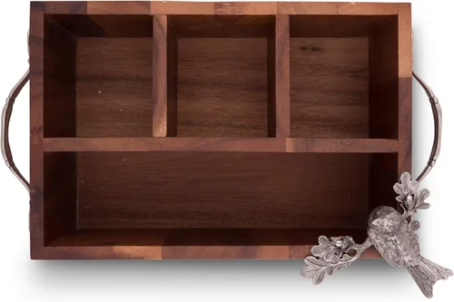 Vista 5 de Vagabond House Caddy - Cubertería rectangular de madera de acacia/utensilios para servir/utensilios/soporte para llevar todo el soporte de peltre
