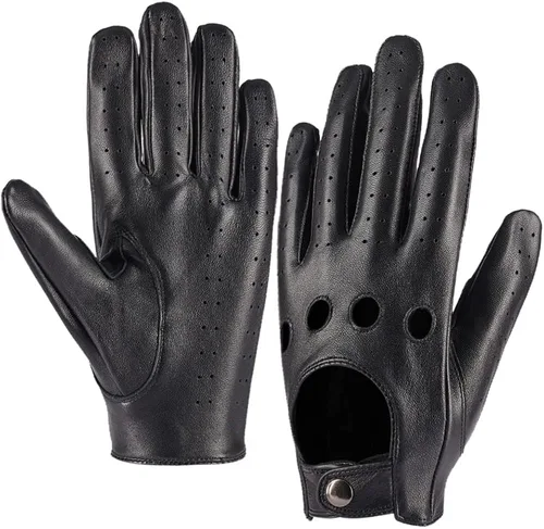 Vista 2 de Guantes de conducción de cuero sin forro para pantalla táctil para hombre