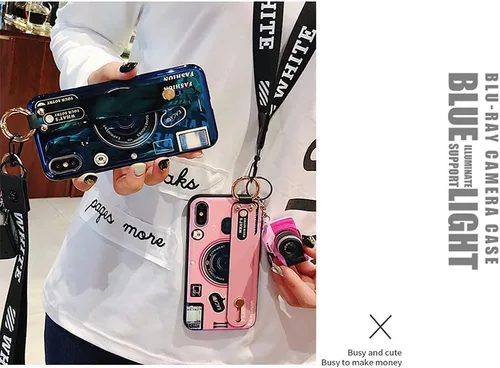 Vista 2 de Bonita funda cruzada compatible con Samsung Galaxy A12 5G, con correa para la muñeca, cordón de soporte y funda para cámara 3D, de silicona suave, a