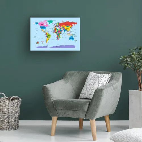 Vista 4 de Mapa mundial para niños, por Michael Tompsett, 14 x 19 pulgadas, arte de pared