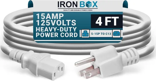 Vista 19 de IronBox Electric - Cable de Alimentación de Servicio Pesado 5-15P a C13 - Cable PC SJT 14/3 de 3 Clavijas 15A 125V - Cable para Computadora