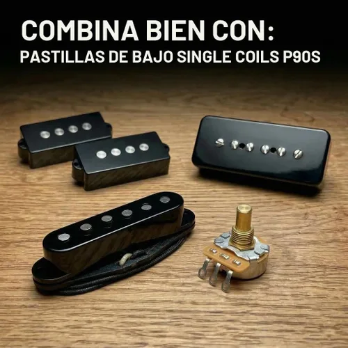 Vista 5 de Potenciómetro CTS 250k para guitarra - Eje sólido corto personalizado, cono de audio, 10% de tolerancia (2x)