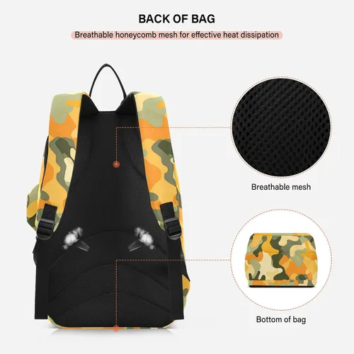 Vista 4 de Mujeres Hombres Mochila de Tenis Transpirable Camuflaje Amarillo Verde 2 Raquetas Raqueta Cubierta Bolsa Bolsa de Gimnasio para Hombres Mujeres