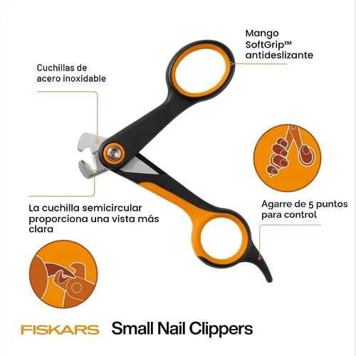Vista 2 de Fiskars Cortauñas para mascotas, recortadores de uñas pequeños para gatos