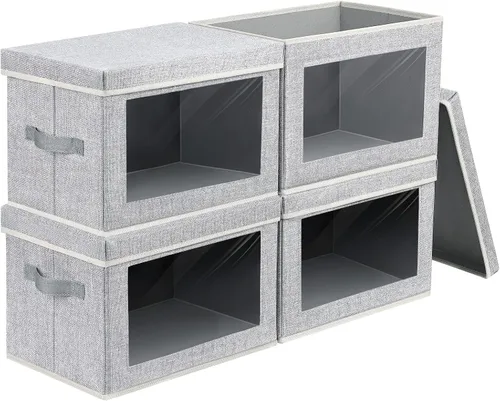 Vista 38 de Homsorout Contenedores de almacenamiento con tapas, organizadores pequeños de tela con ventana, contenedores de almacenamiento plegables para ropa