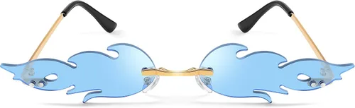 Vista 2 de FEISEDY Lentes de sol Fire Flame para mujer, sin montura de espejo, con forma de fuego, B2839