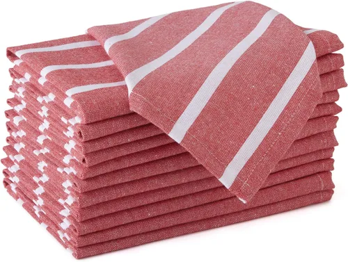 Vista 57 de Encasa XO Juego de 12 servilletas de tela de cóctel Servilletas de mesa de algodón puro Tamaño (9 x 9 pulgadas) Coral Solid Lavable a máquina