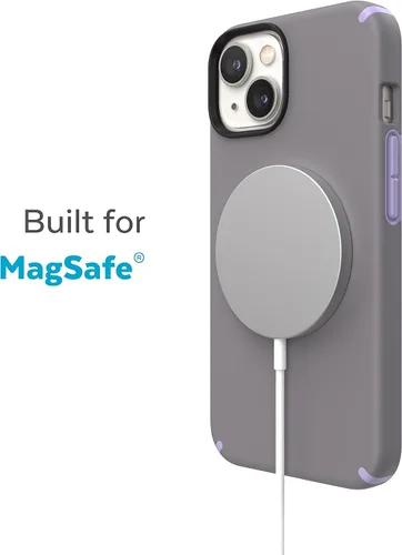 Vista 3 de Speck Funda para iPhone 14 y iPhone 13, protección contra caídas, resistente a los arañazos, diseñada para carcasa MagSafe con revestimiento suave