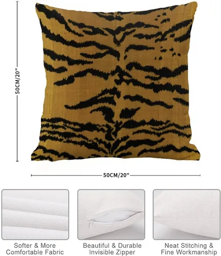 Vista 7 de Funda de almohada de terciopelo estilo chinoiserie, funda de almohada con estampado de animales de tigre, funda de almohada europea de tigre, funda