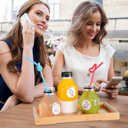 Vista 6 de Fhxtcygj - 24 botellas de plástico de 8 onzas con tapas, contenedor de jugo con tapas