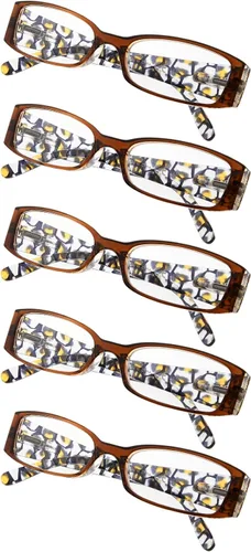 Vista 4 de Paquete de 5 lentes de lectura con diseño floral para mujer, incluye lectores de sol