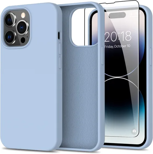Vista 25 de bemal Funda para iPhone 14 Pro con protector de pantalla, silicona líquida de ajuste delgado, forro de microfibra suave, diseñada para mujeres